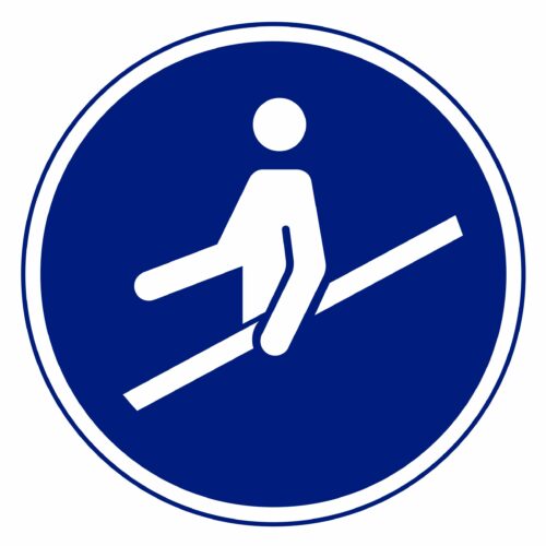 PEGATINA OBLIGACION DE USAR PASAMANOS DE 5cm (50 UDS)